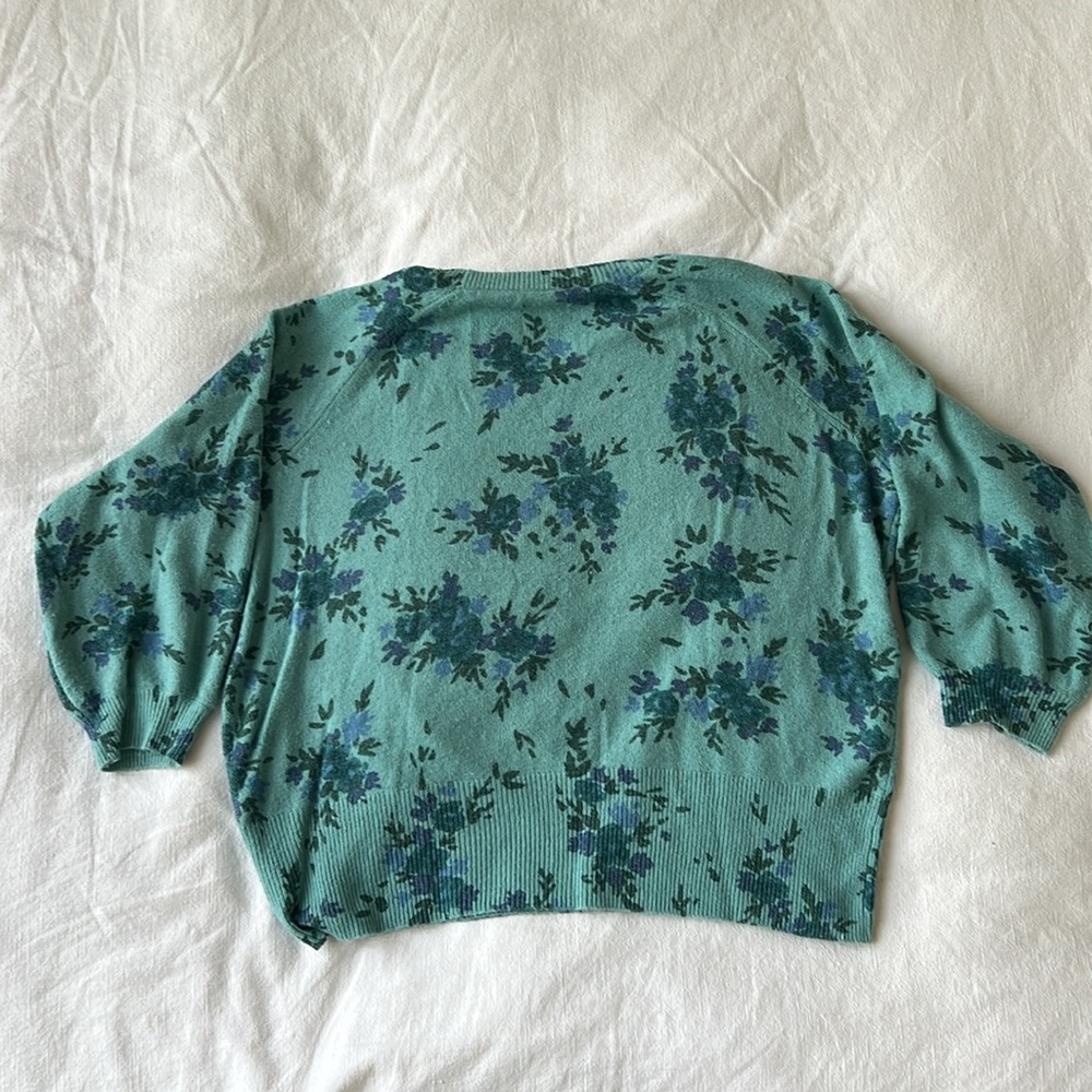 LC Lauren Conrad Green/Blue Floral Sweater Size 2XL - Picture 9 of 10